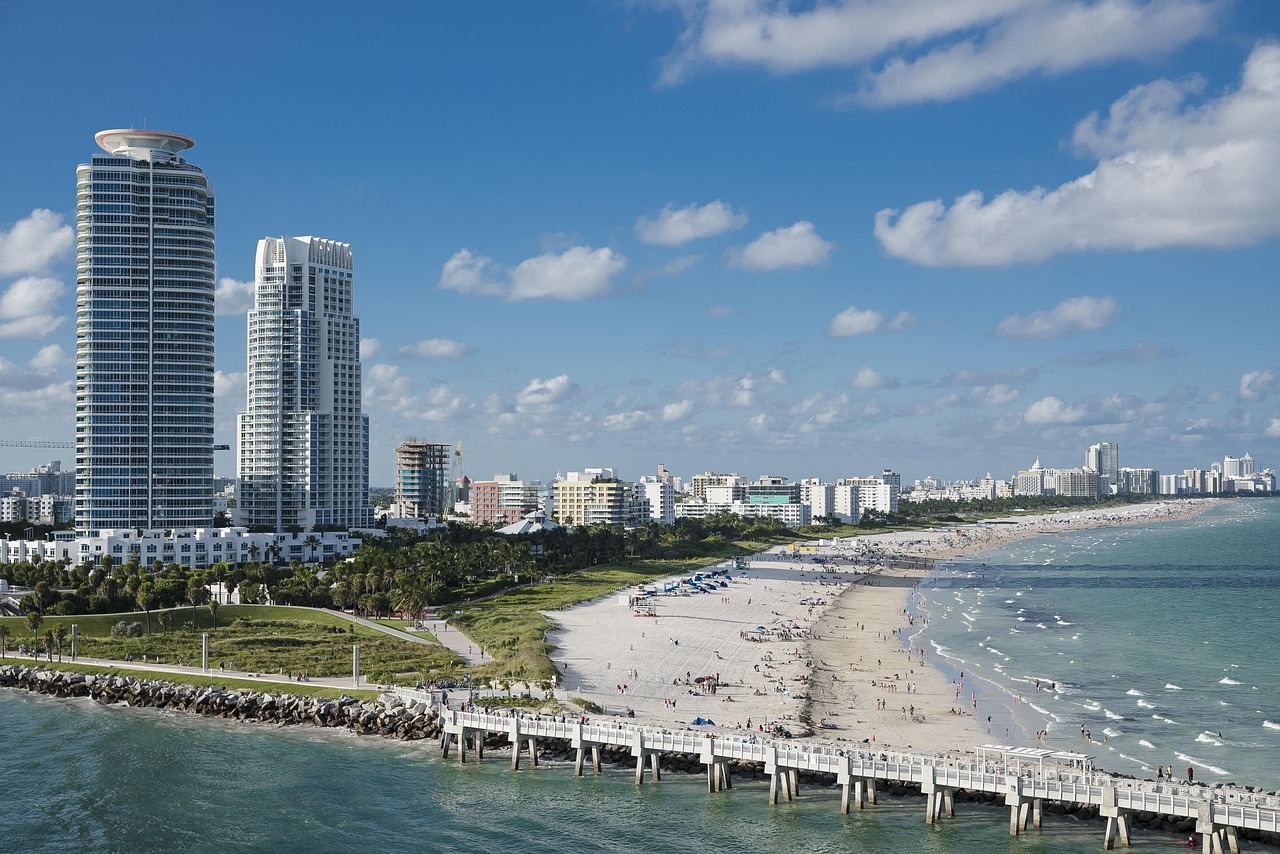 Miami, beach, water, ocean, south, miami beach, florida, nature, landscape, vacation, summer, architecture, blue beach, blue summer