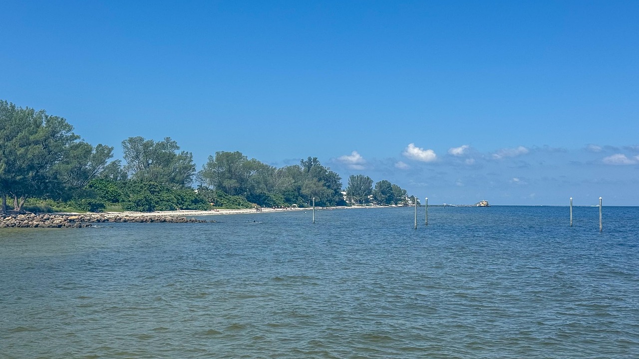 Coast, sea, rocks, beach, tropical, walkway, florida, nature, landscape, United States, Anna Maria, Florida