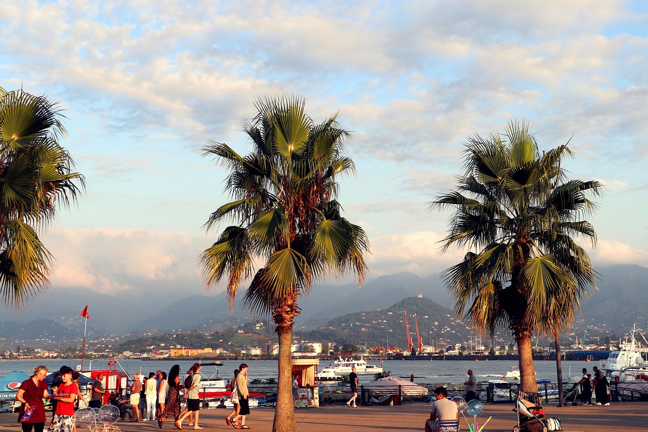 Georgia, batumi, resort, sea, palm trees, nature, sky, journey, landscape, vacation