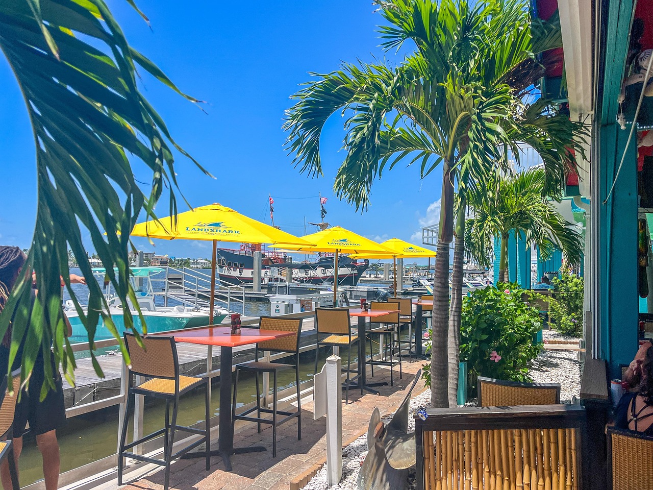 Florida, parasol, summer, vacation, nature, tropical, marina, sea, landscape