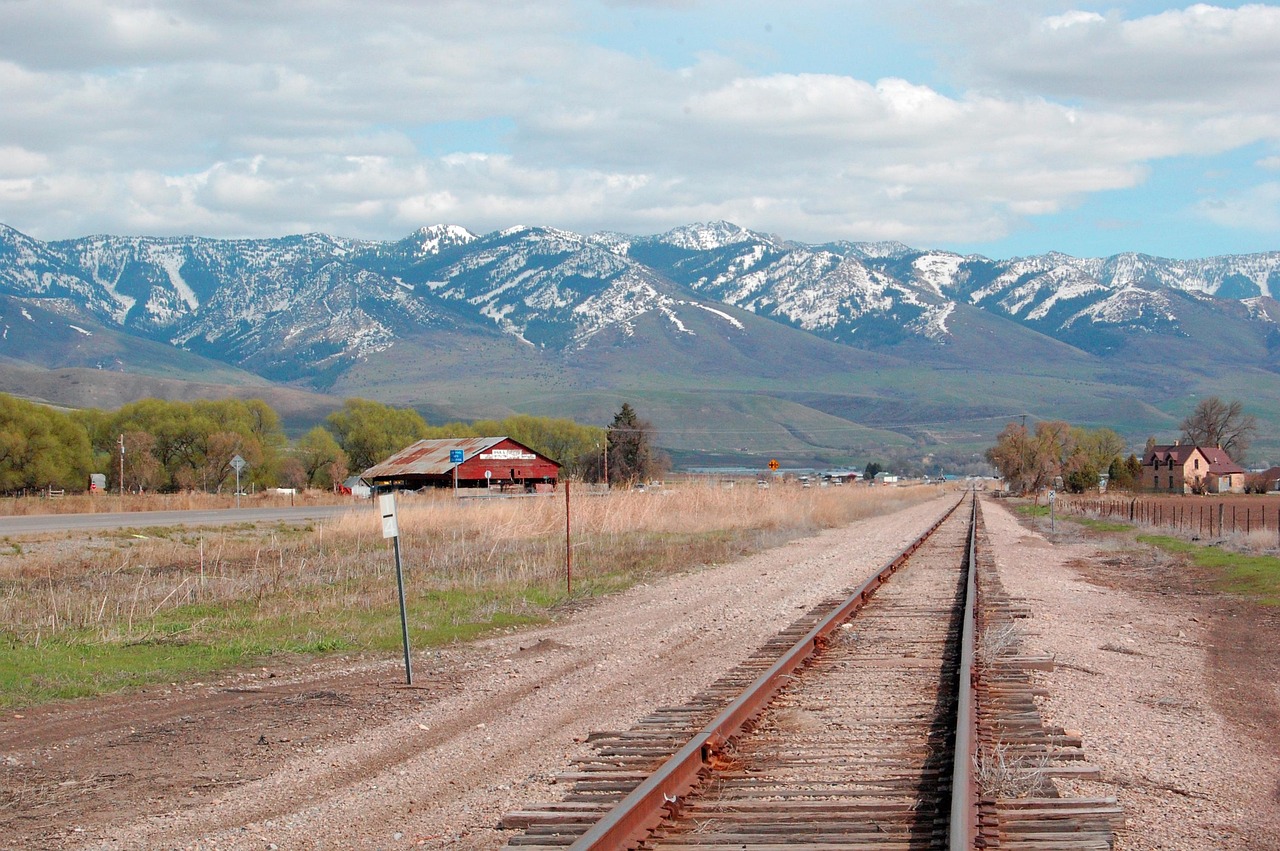 Landscape, mountains, train tracks, outdoor, nature, scenic, idaho, idaho, idaho, idaho, idaho, idaho