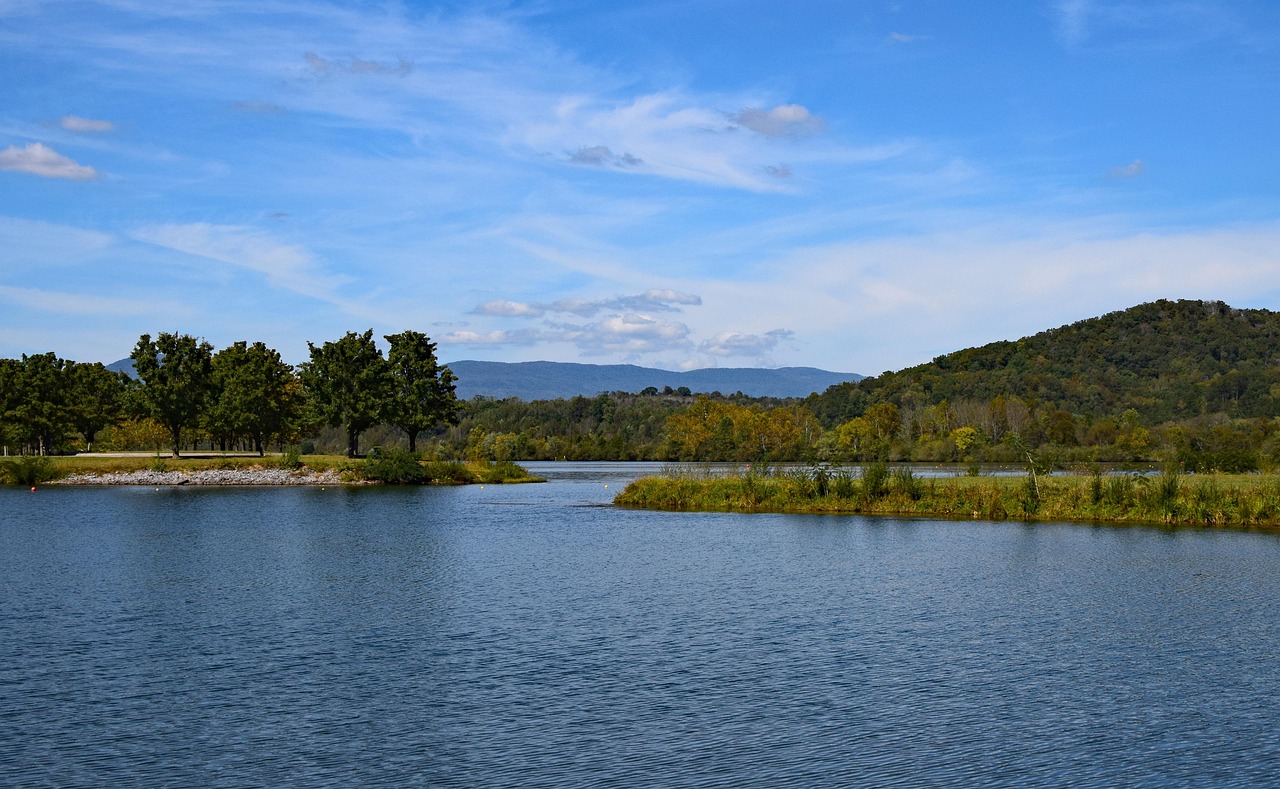 Melton lake on sunny afternoon, clinch river, nature, tennessee, smoky mountains, landscape, water, serene, early fall, autumn