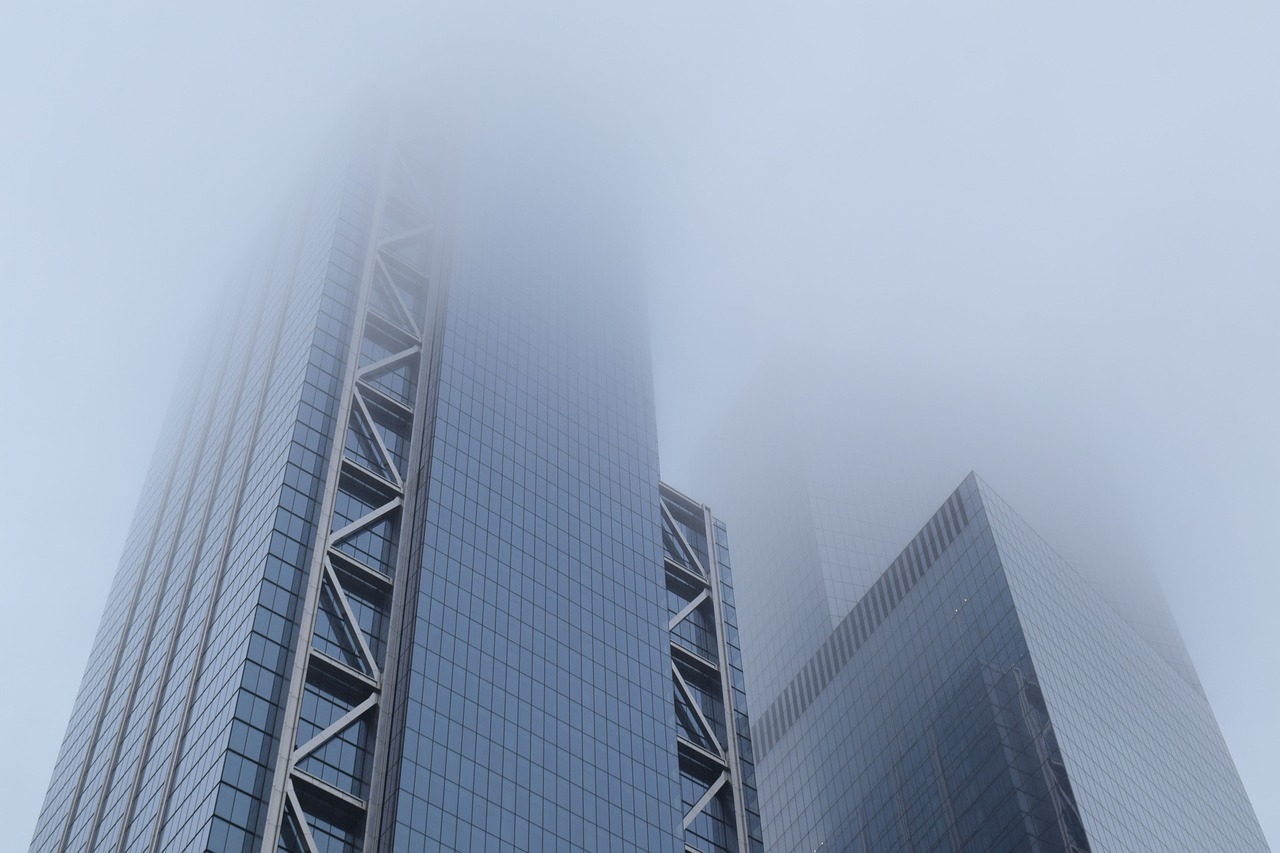 Skyscraper, city, nature, urban landscape, new york, nyc, building, architecture, tower, usa, clouds, fog