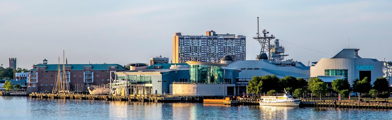 Norfolk, city, port, sunset, waterfront, bay, sea, water, harbor, downtown, buildings, nature, skyline, cityscape, urban, virginia