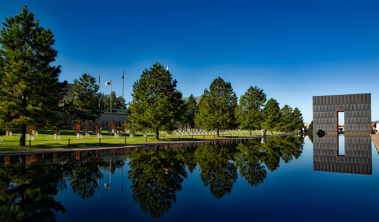 Oklahoma city, memorial, bombing, terrorism, murrah, federal, remembering, landscape, scenic, trees, lake, water, reflections, landmark, historic, hdr, beautiful, serenity, solitude, nature, outdoors,