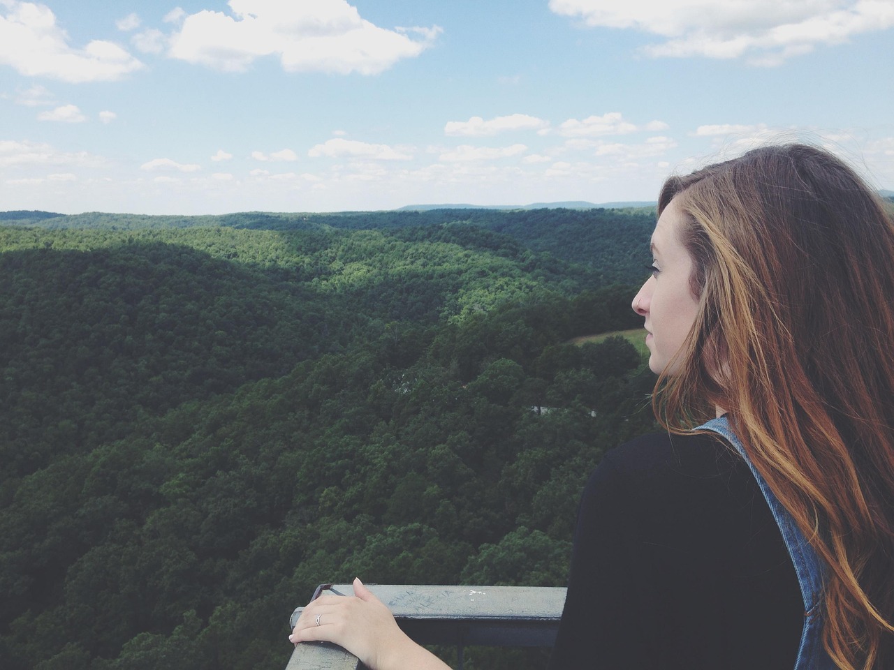 Arkansas, green, landscape, girl, outdoors, blue sky, colorful, trees, blue, sky, scenery, peaceful, tourism, forest, ozarks, leaves, lookout, overlook, wilderness, nature, foliage, states, countrysid