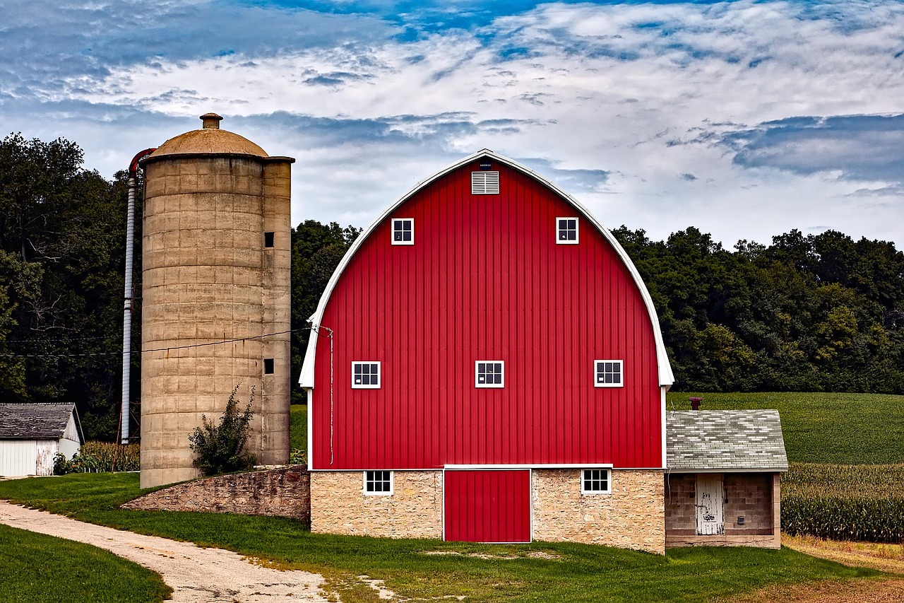 Wisconsin, red barn, silo, buildings, farm, rural, rustic, landscape, forest, trees, woods, nature, outdoors, corn, crop, agriculture, country, hdr, picturesque, colorful, wisconsin, wisconsin, wiscon