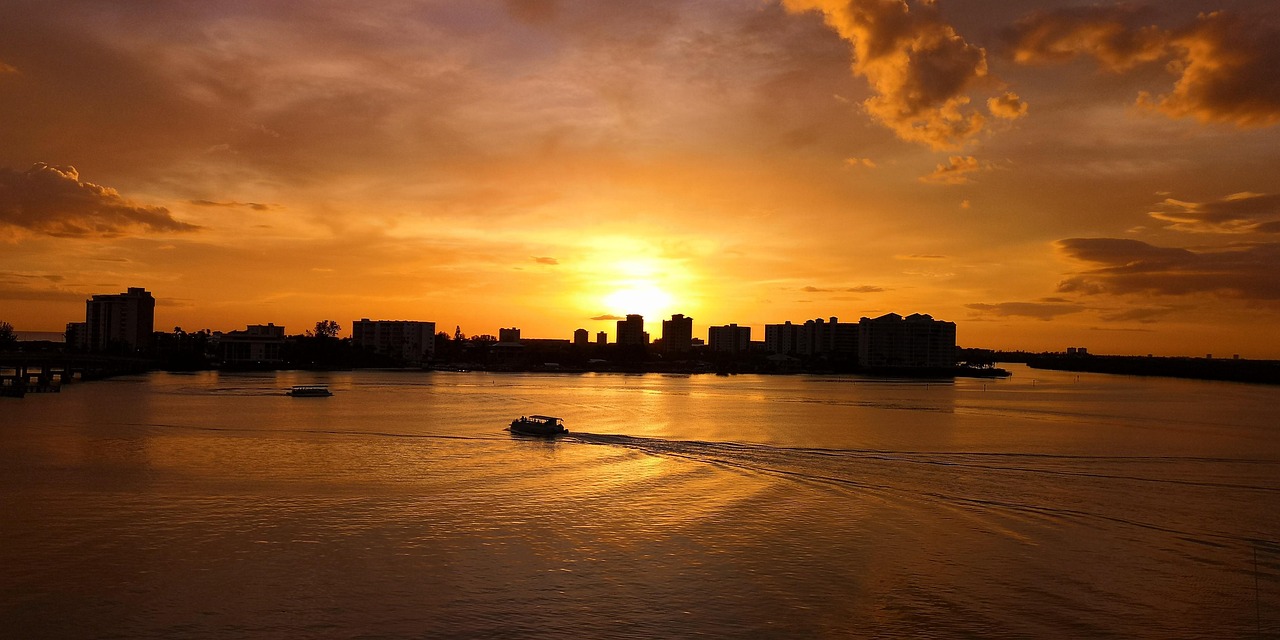 Sunset, nature, sea, twilight, landscape, clouds, scenario, florida, lovers key, United States, Bonita Springs, Florida