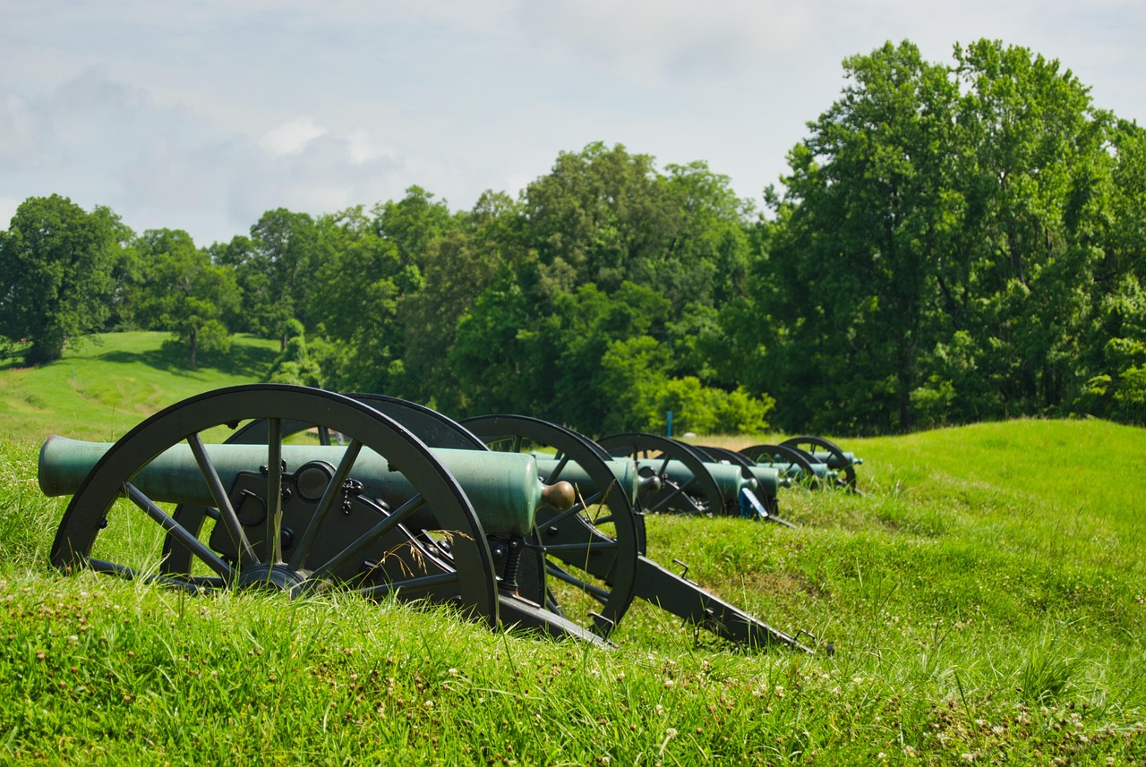 Artillery position, vicksburg, mississippi, cannon, trees, nature, meadow, grass, artillery, civil war, field, green, battlefield, heaven, battle, landscape
