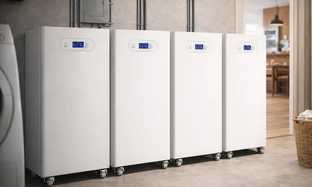Whole-home battery backup units in a utility room