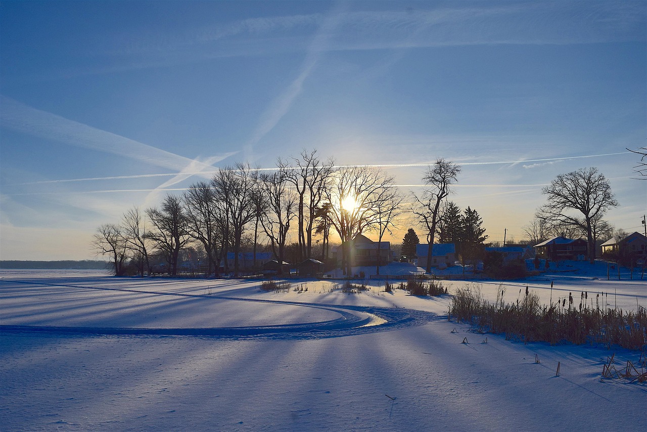 Lake, sunrise, frozen, winter, snow, landscape, trees, sunlight, frost, dawn, nature, ice, cold, white, solitude, blue, peaceful, culver lake, new jersey, outdoor, horizon, scenic, morning, shadows, b