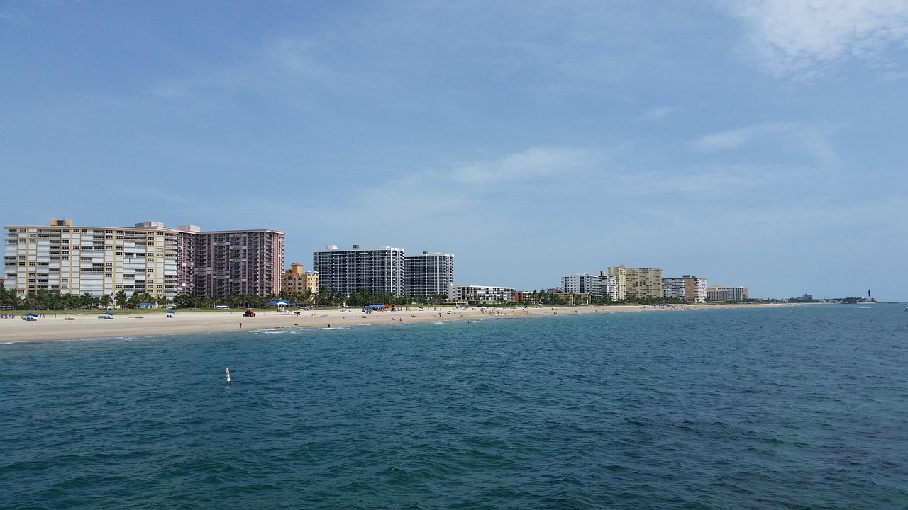 Florida, condos, ocean, beach, water, nature, waterfront, blue sky, luxury, sky, travel, vacation, blue, coast, usa, coastline, pompano beach, destination, waves, shore