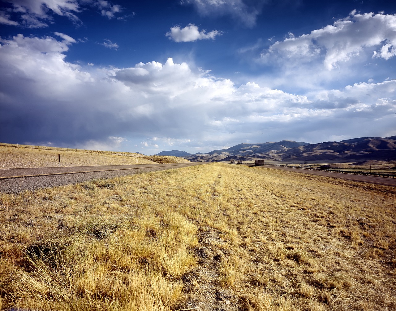 Idaho, landscape, scenic, rural, country, nature, countryside, sky, clouds, mountains, hdr, road, highway, fields, farmland, blue sky, brown sky, blue landscape, brown landscape, blue road, brown road
