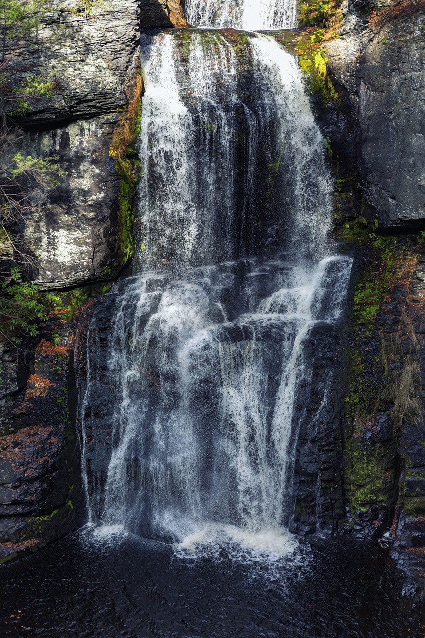 Waterfall, landscape, nature, water, mountain, forest, green, travel, rock, scenic, stream, park, river, natural, national, outdoor, fall, flow, cascade, foliage, environment, scenery, season, autumn,