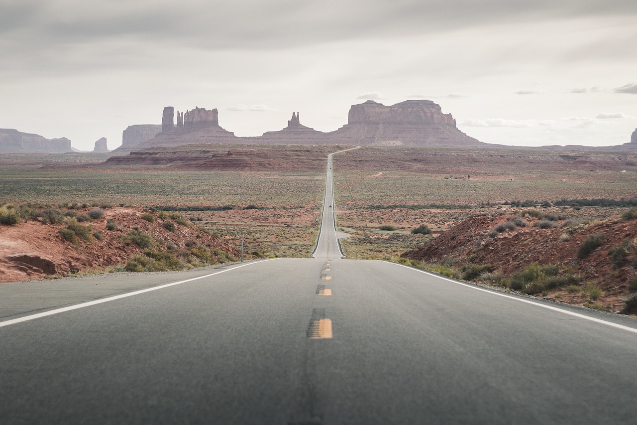Utah, highway, route 66, nevada, nature, arizona, new mexico, desert, sky, clouds, landscape, sunlight, sunrise, monument valley