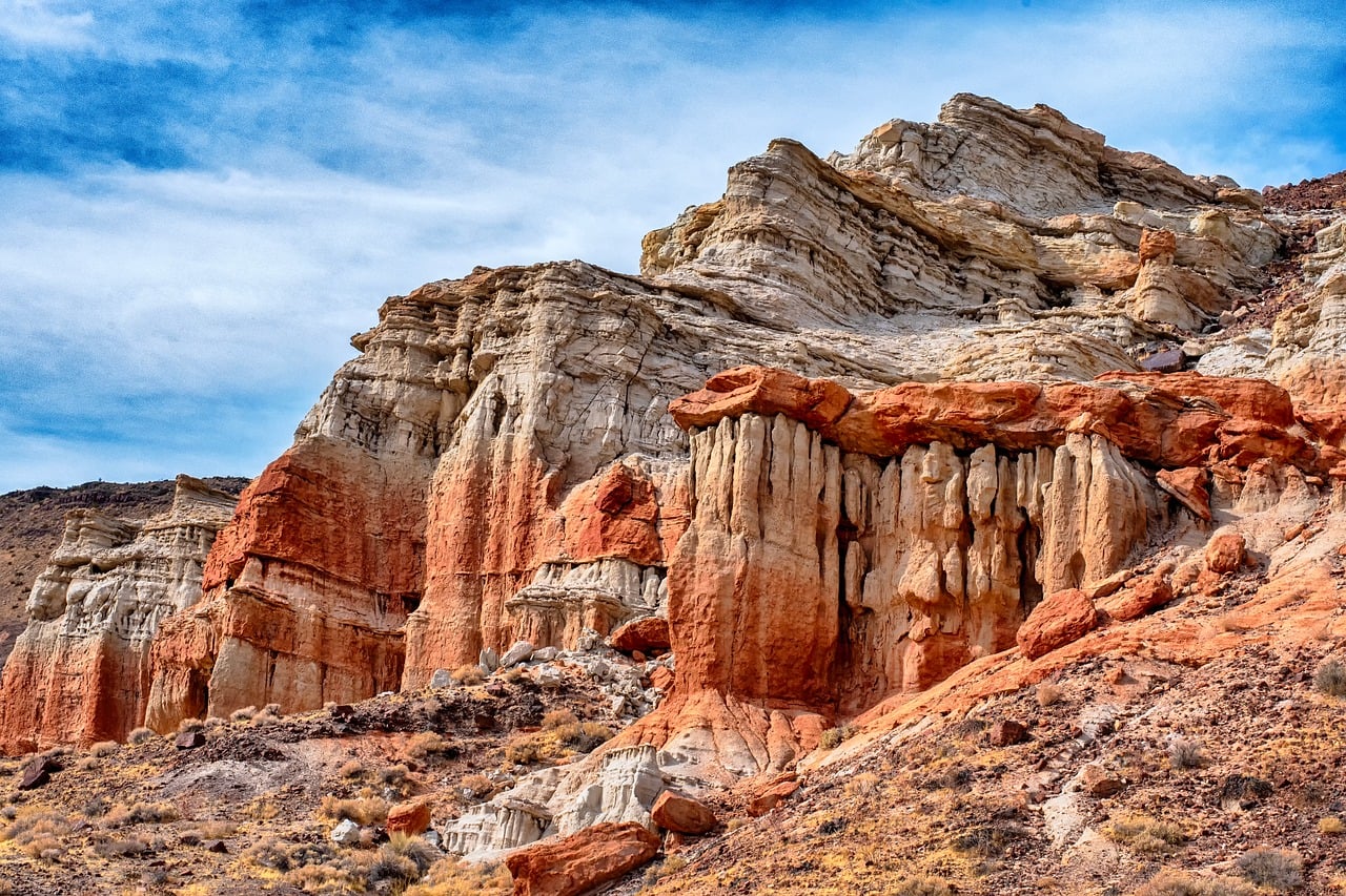 Desert, mojave, rock formations, cliff, landscape, nature, travel, california