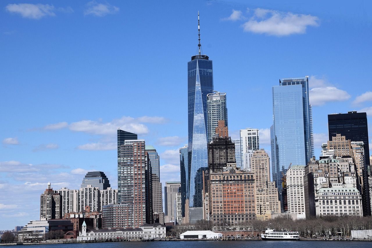 Skyscraper, skyline, city, architecture, urban landscape, new york, new york city, one wtc, 1wtc, world trade center, landmark, reflection, building, america, usa, big apple, new york, new york, new y