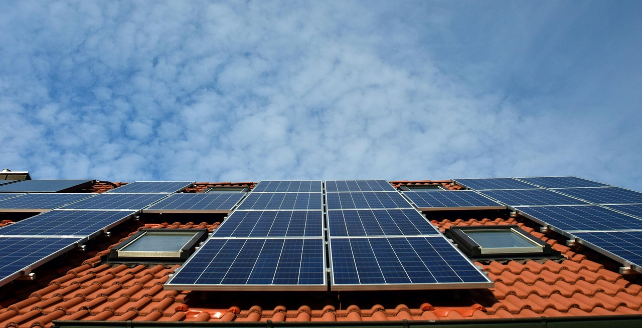 Solar system, nature, roof, power generation, solar power, solar cells, energy, electricity, house, solar energy, solar panel, energy transition, blue, renewable, housetop, technology, environmentally