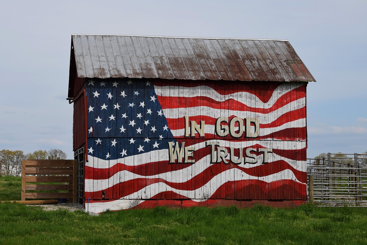 In god we trust barn, barn, tennessee, farm, rural, countryside, field, scenic, rustic, landscape, wood, weathered, sky, wooden, old, building, agriculture, nature, pasture, farming, meadow, tennessee