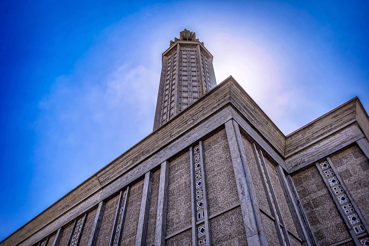 St, joseph's church, le havre, normandy, architecture, atlantic, france, europe, landmark, downtown, skyline, tower, blue church