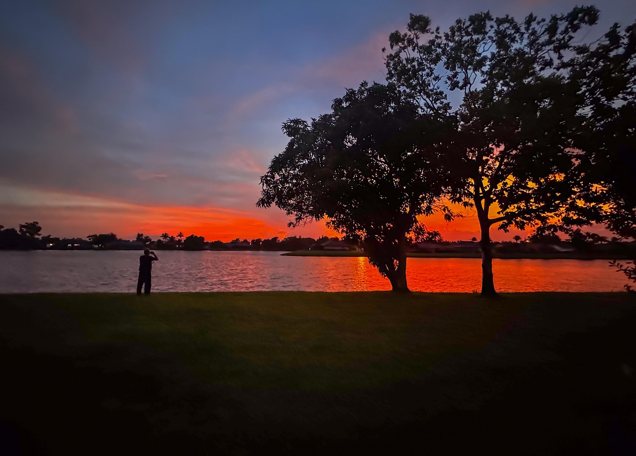 Sunset, nature, lake, twilight, dusk, sky, landscape, United States, Florida, Harbour Heights