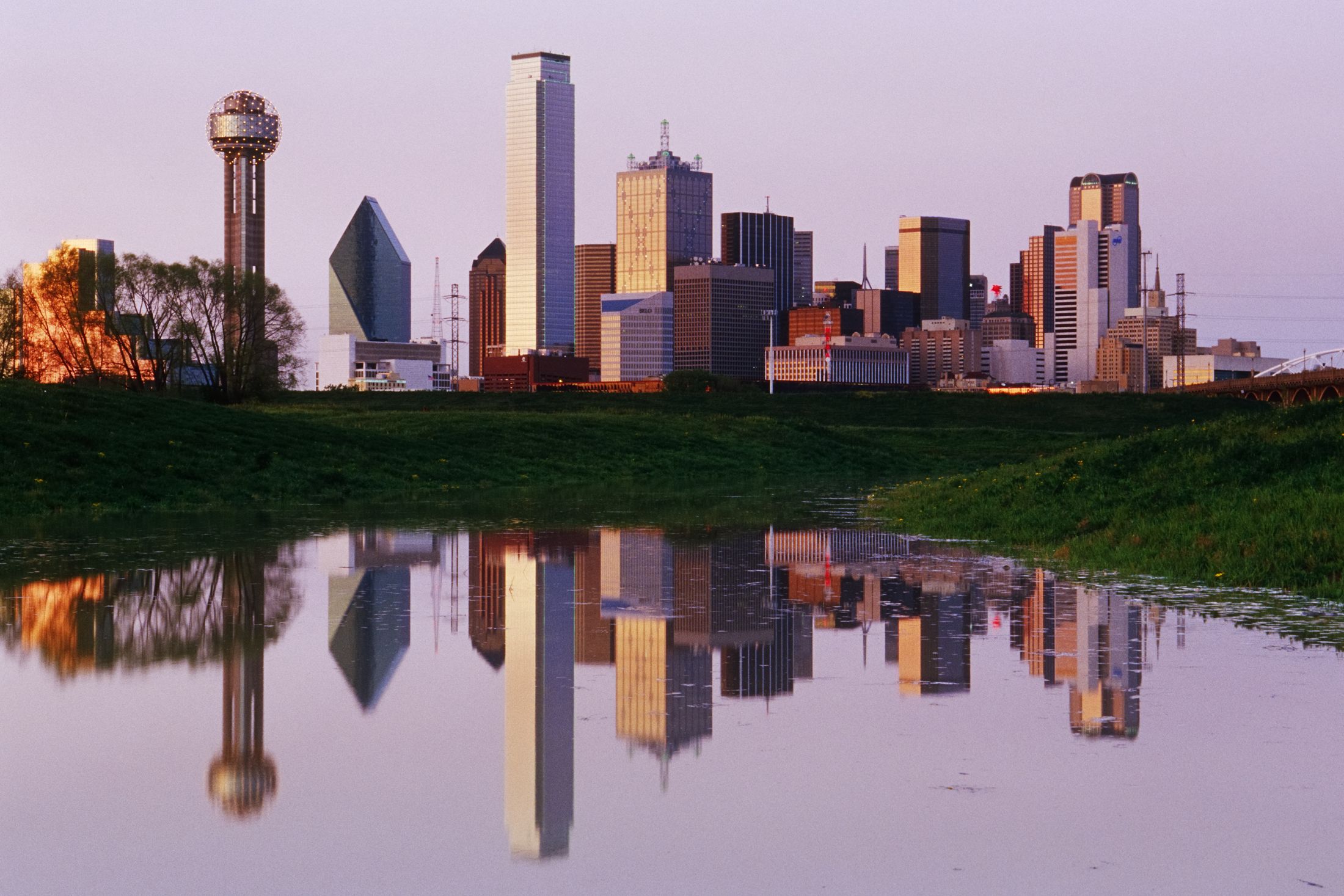Dallas skyline at dusk with Reunion Tower