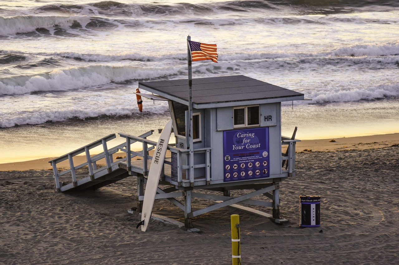Beach, lifeguard, cal, summer, ocean, waves, california, nature, socal, torrance beach, coast