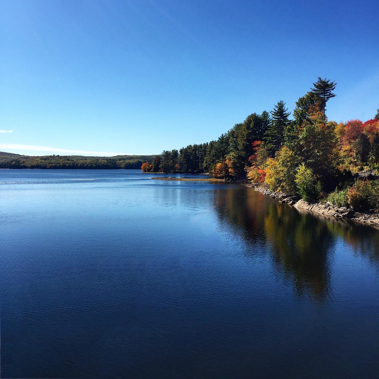 Lake, reservoir, water, landscape, nature, sky, summer, scenic, reflection, river, park, outdoor, environment, autumn, natural, sunlight, rural, calm, United States, Torrington, Connecticut