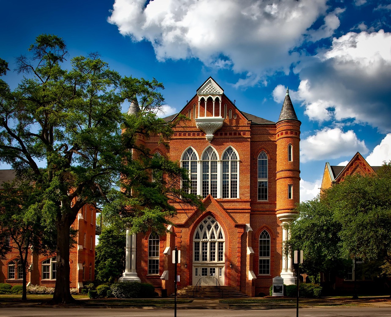 University of alabama, tuscaloosa, clark hall, buildings, campus, education, schools, nature, universities, colleges, landmark, historic, hdr, sky, clouds, landscape, scenic, brick