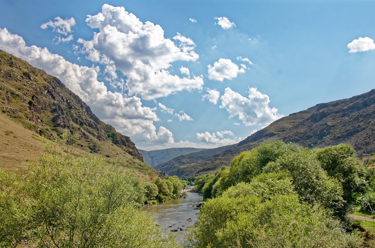 Georgia, nature, kura, flow, landscape, heaven, clouds, caucasus