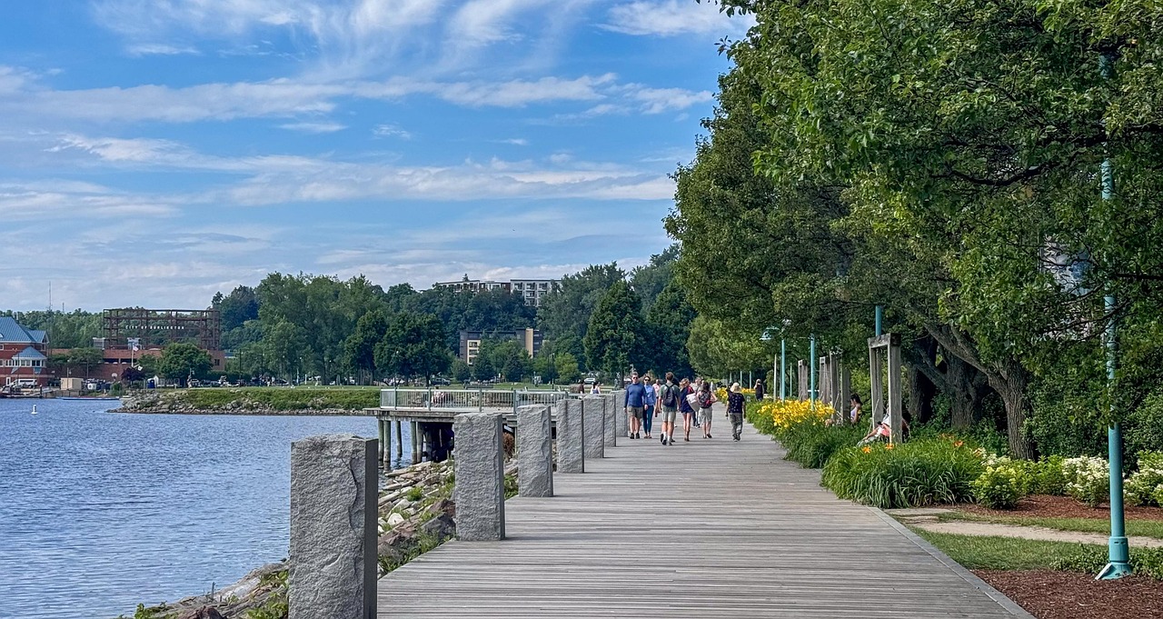 Bike path, burlington, vermont, landscape, nature, rural, trees, sky