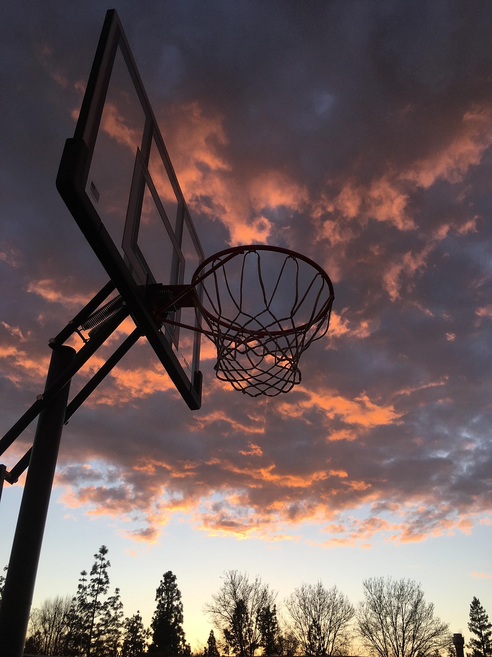Sky, nature, basketball, sunset, United States, California, Visalia