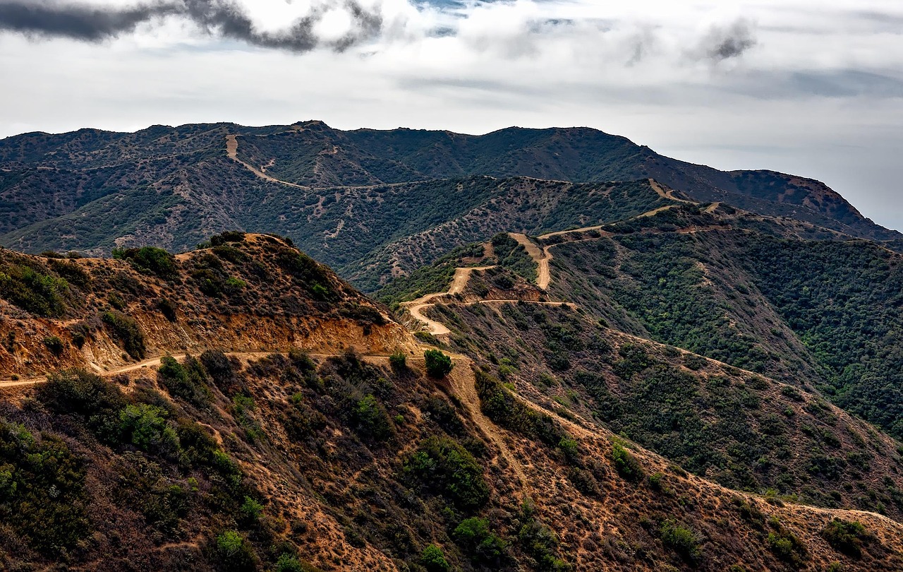Catalina island, california, landscape, dirt road, nature, mountains, winding