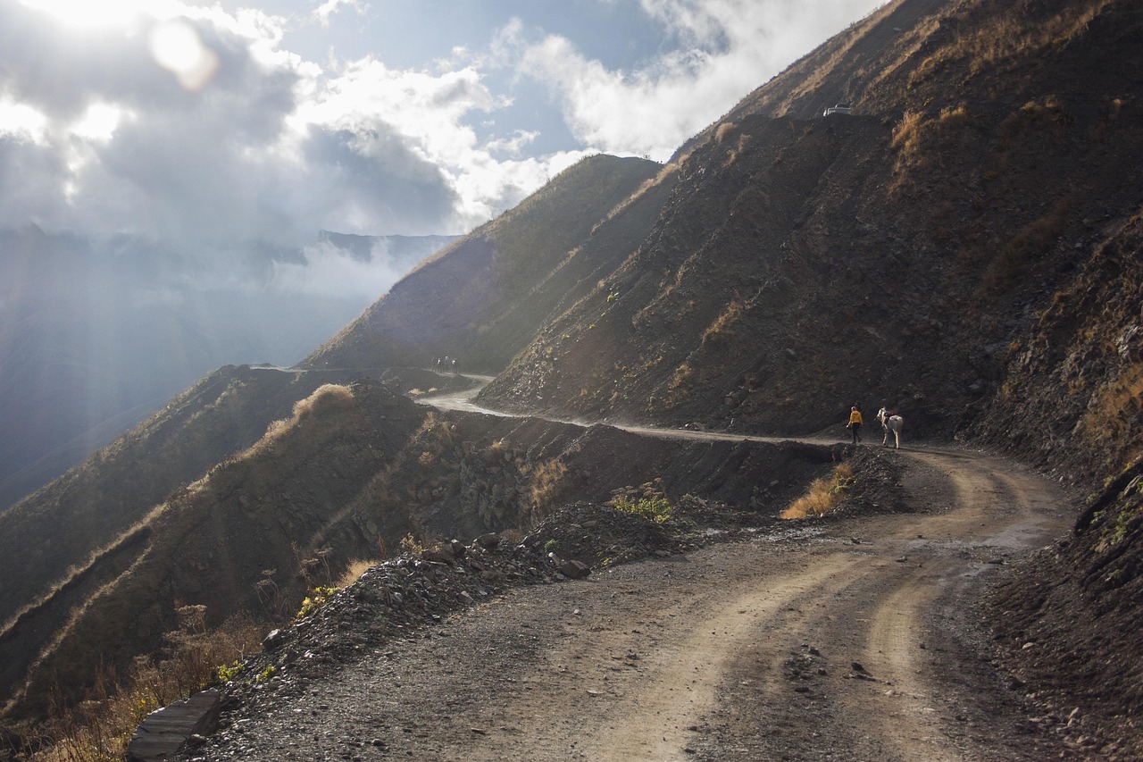 Mountains, way, horses, georgia, landscape, travel, nature, view