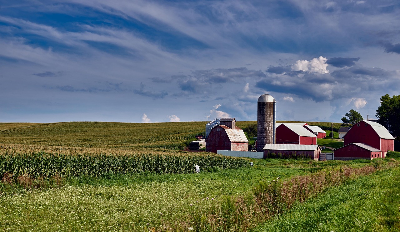 Iowa, farm, barn, silo, sky, clouds, panorama, agriculture, rural, country, scenic, fields, crop, america, picturesque, cornfield, landscape, nature, blue farm, iowa, iowa, iowa, iowa, iowa
