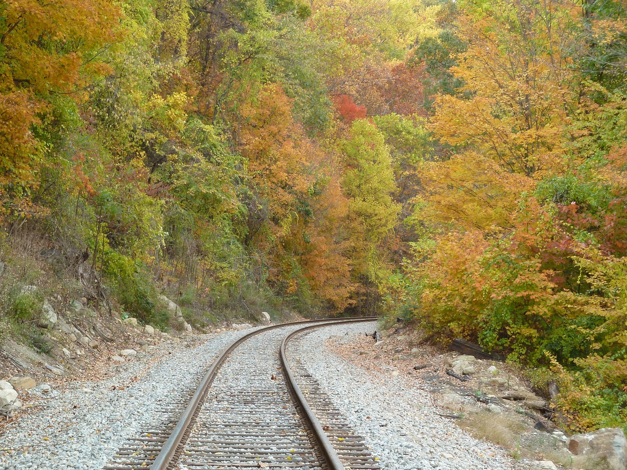 Railroad, autumn, fall, United States, Butler, New Jersey