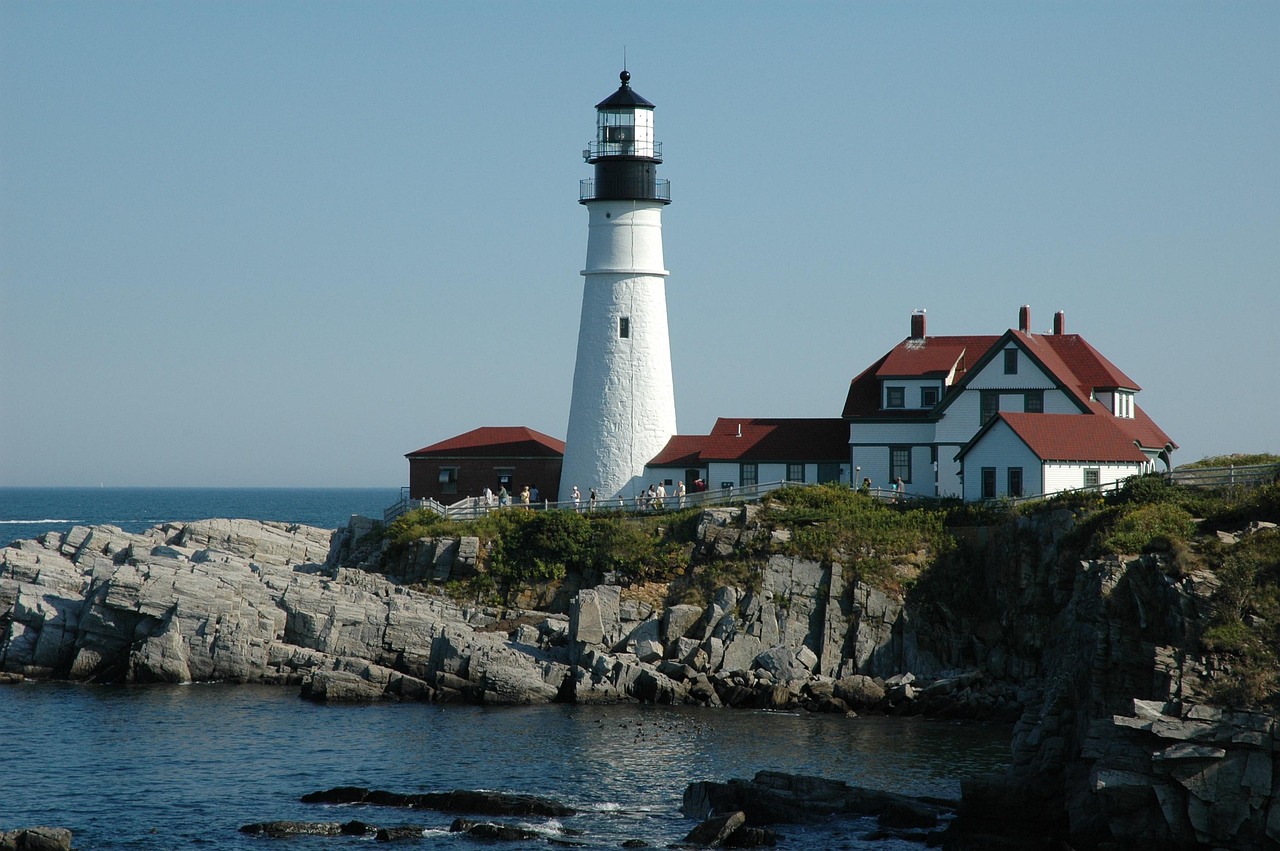 Maine, portland, lighthouse, ocean, scenic, landmark, light, nature, landscape