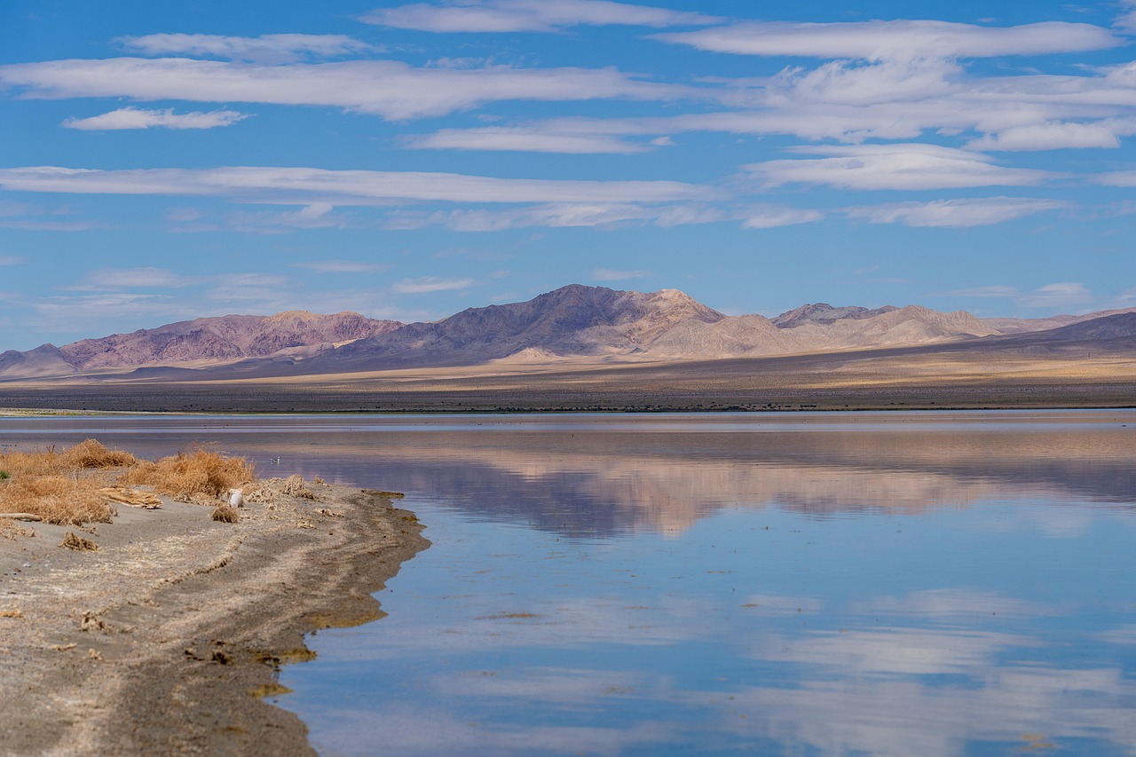 Nature, desert, nevada, landscape, water, lake, scenery, mountains